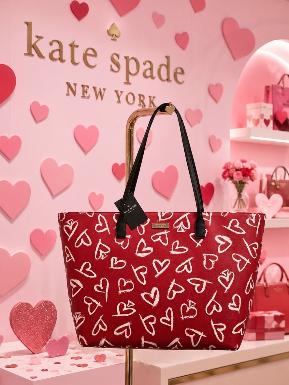 Kate Spade Lipstick Hearts Tote Bag